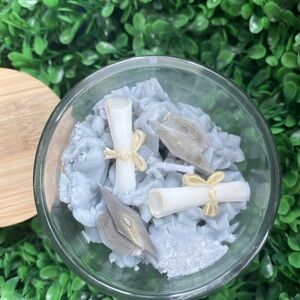 Handmade graduation candles glass 7.oz soy wax no scent